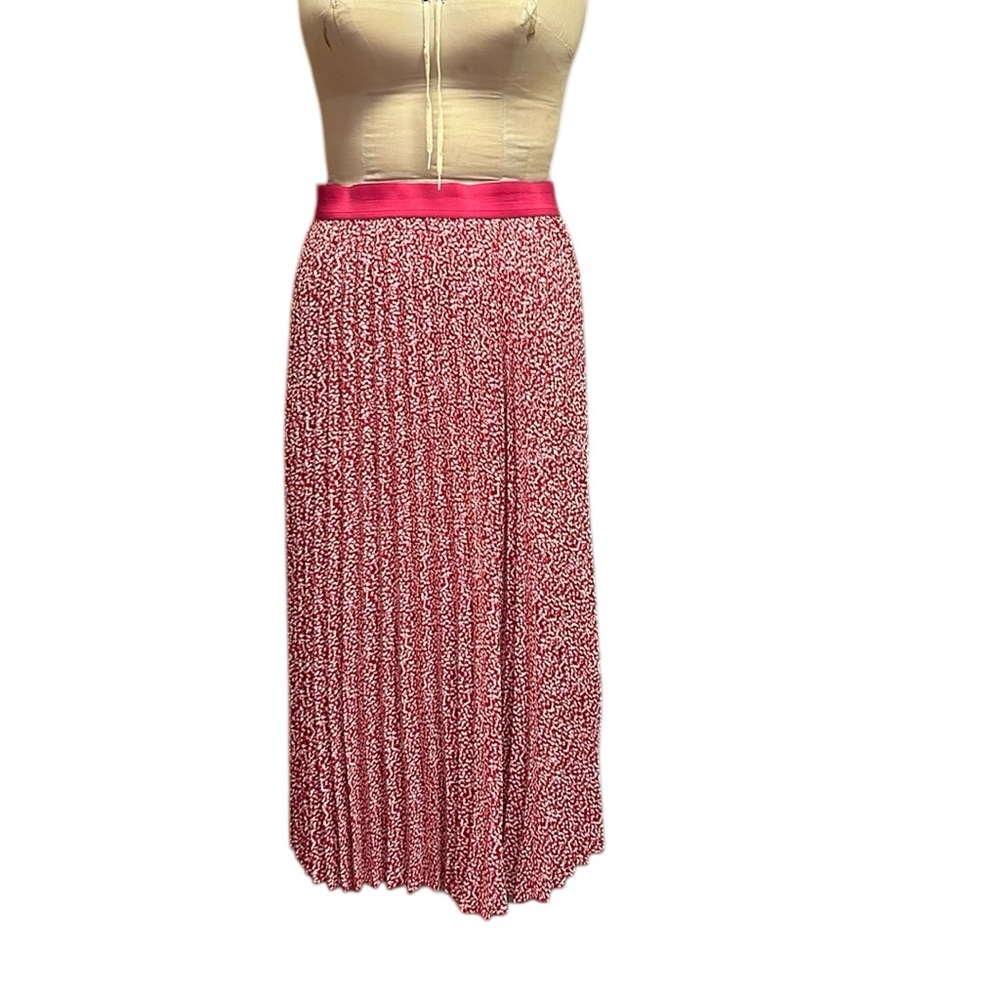 Vince‎ Camuto Pink/Ivory Pleated Floral Midi Skirt Lightweight Feminine Girly XL - Picture 4 of 15